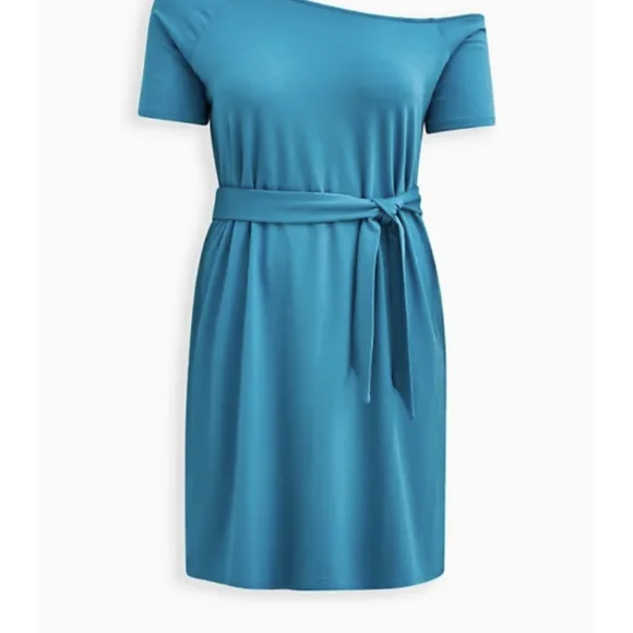 Torrid Blue Off Shoulder French Terry T-Shirt Dress Size 1X - Picture 3 of 8